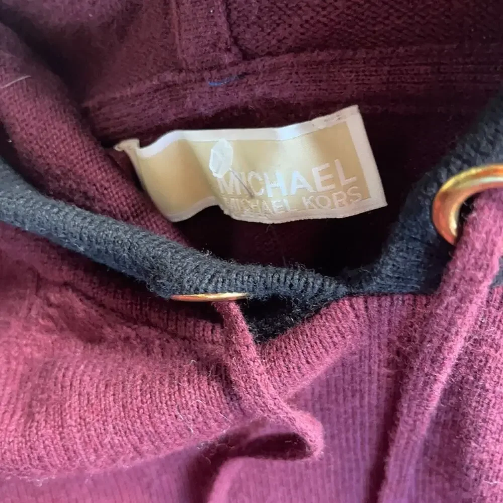 MICHAEL KORS Women's Burgundy Pullover Hoodie Sweater Size Small